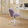 Lyngins Ergonomic Desk Chair – Wide Deep Seat, Alpaca Wool Fabric, Wrapping Backrest, Snow-White Base, Vanity Chair, Home Office Desk Chair - 3 of 4