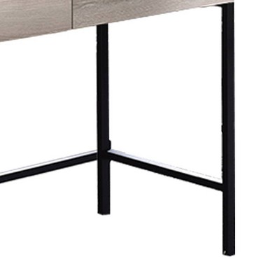 Contemporary Black 45.5" Wood Desk with Pull-Out Drawer