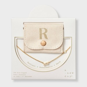 14K Gold Dipped Cubic Zirconia Initial Necklace - A New Day™ - 1 of 4