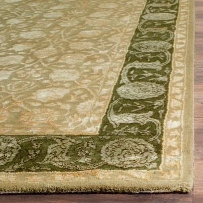 Handmade Ivory and Sage Tufted Wool and Viscose Rug, 4' x 6'