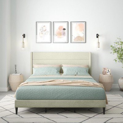 Glenwillow Home Pax Upholstered Platform Bed Frame, Sleak Wingback ...