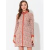 Allegra K Women's Contrast Collar Button Front Vintage Long Sleeve Floral Shirt Dresses - 3 of 4