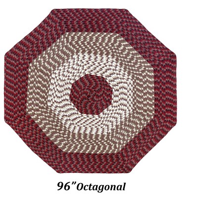 Alpine Stripe Collection 100% Polypropylene Durable & Stain Resistant Double Sided Reversible Indoor Area Utility Octagonal Rug