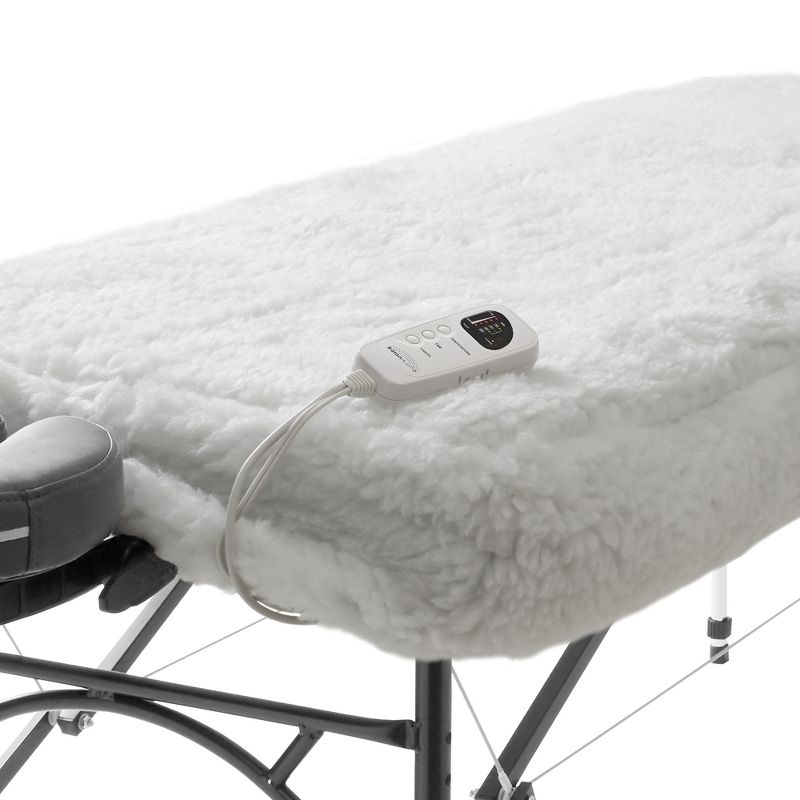 Saloniture Professional Fleece Massage Table Warmer and Heating Pad Set with Deluxe LED Controller - 72" x 30", White, 2 of 7