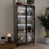 Famapy 4-compartments Stone pattern Double door Display Storage cabinet - image 4 of 4