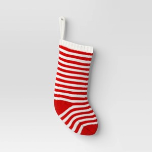 20" Christmas Stripe Knit Stocking Red/White - Wondershop™ - 1 of 3