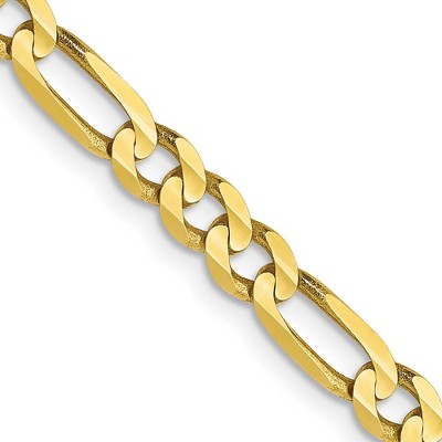 Black Bow Jewelry 4mm 10k Yellow Gold Solid Concave Figaro Chain Necklace