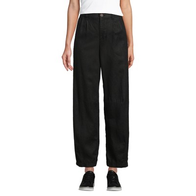 Lands' End Women's Linen High Rise Pleated Barrel Leg Pants
