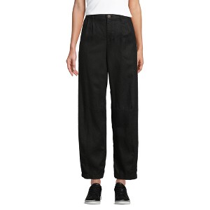 Lands' End Women's Linen High Rise Pleated Barrel Leg Pants - 1 of 3