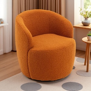 25.6" Teddy Swivel Barrel Armchair with 360-degree Rotation and Metal Base - 1 of 4