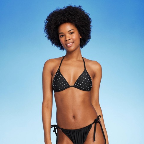 Women's Diamante Embellished Triangle Bikini Top - Wild Fable™ Black XXS