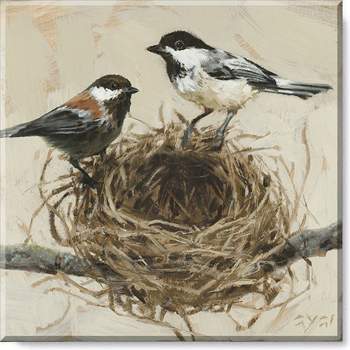 Sullivans Darren Gygi Chickadees On A Nest Giclee Wall Art, Gallery Wrapped, Handcrafted in USA, Wall Art, Wall Decor, Home Décor, Handed Painted
