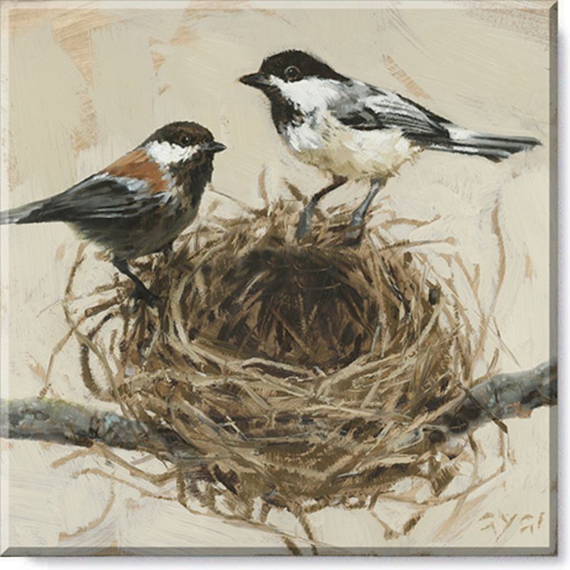 Sullivans Darren Gygi Chickadees On A Nest Giclee Wall Art, Gallery Wrapped, Handcrafted in USA, Wall Art, Wall Decor, Home Décor, Handed Painted, 1 of 4