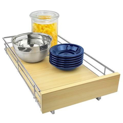 Lynk Professional 11"x21" Select Sliding Pull Out Cabinet Drawers Organizer Wood Chrome: Kitchen Storage, Ball Bearing Glides