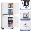 73'' Heavy-Duty Metal Storage Cabinet with Wheels, Locking Doors + 2 Drawers & Adjustable Shelves - Garage, Workshop, Office,White - 4 of 4