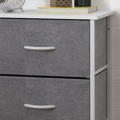 Beige Vertical 4-Drawer Storage Dresser with White Frame