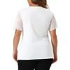 Women's Plus Size Summer V Neck Short Sleeve Elegant Lace Ribbed Knit Tunic Blouse - Agnes Orinda - 4 of 4