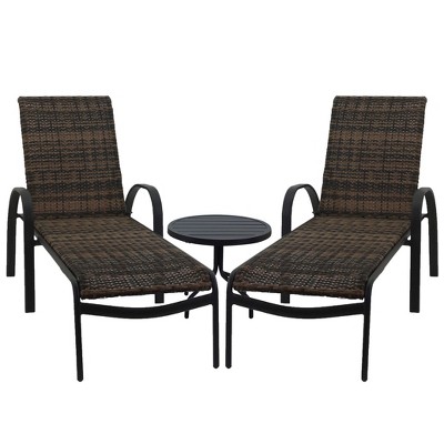 Courtyard Casual Santa Fe Wicker 3 pc Chaise Lounge Set  Includes one 20" End Table and two Chaise Loungers