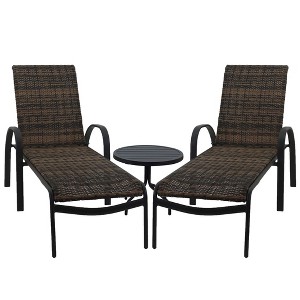 Courtyard Casual Santa Fe Wicker 3 pc Chaise Lounge Set  Includes one 20" End Table and two Chaise Loungers - 1 of 4