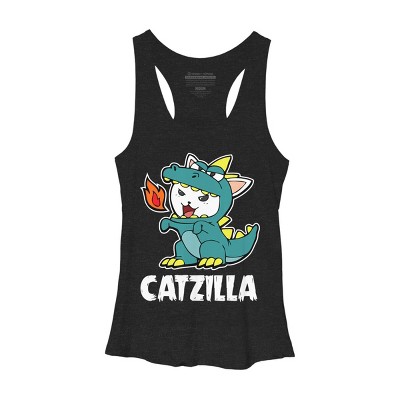Women's Design By Humans Catzilla Halloween Costume Dragon Monster Kitten Cats Lover By lenxeemyeu Racerback Tank Top