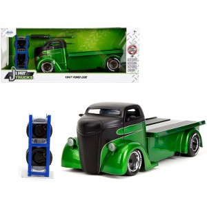 1947 Ford COE Flatbed Truck Green Met and Matt Black "Toyo Tires" with Extra Wheels "Just Trucks" 1/24 Diecast Model Car by Jada - 1 of 4