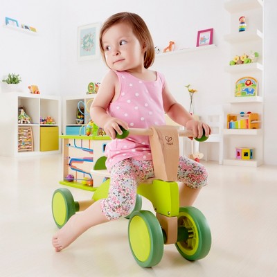 Bright Green Wooden Toddler Balance Bike with Rubber Wheels