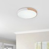 Rennnsan Olyndra 11"-15"W Round Wood Modern Dimmable LED Flush Mount in White - 4 of 4
