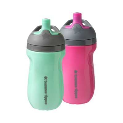 Tommee Tippee 9 fl oz Insulated Sporty Toddler Water Bottle with Handle - 2pk