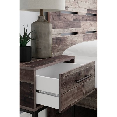 Neilsville Gray and Black 1-Drawer Nightstand with Metal Legs