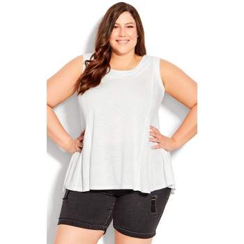 Women's Plus Size Fit N Flare Tank - white | AVENUE