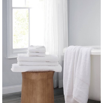 6pc Cotton Tencel Towel Set White - Brooklyn Loom