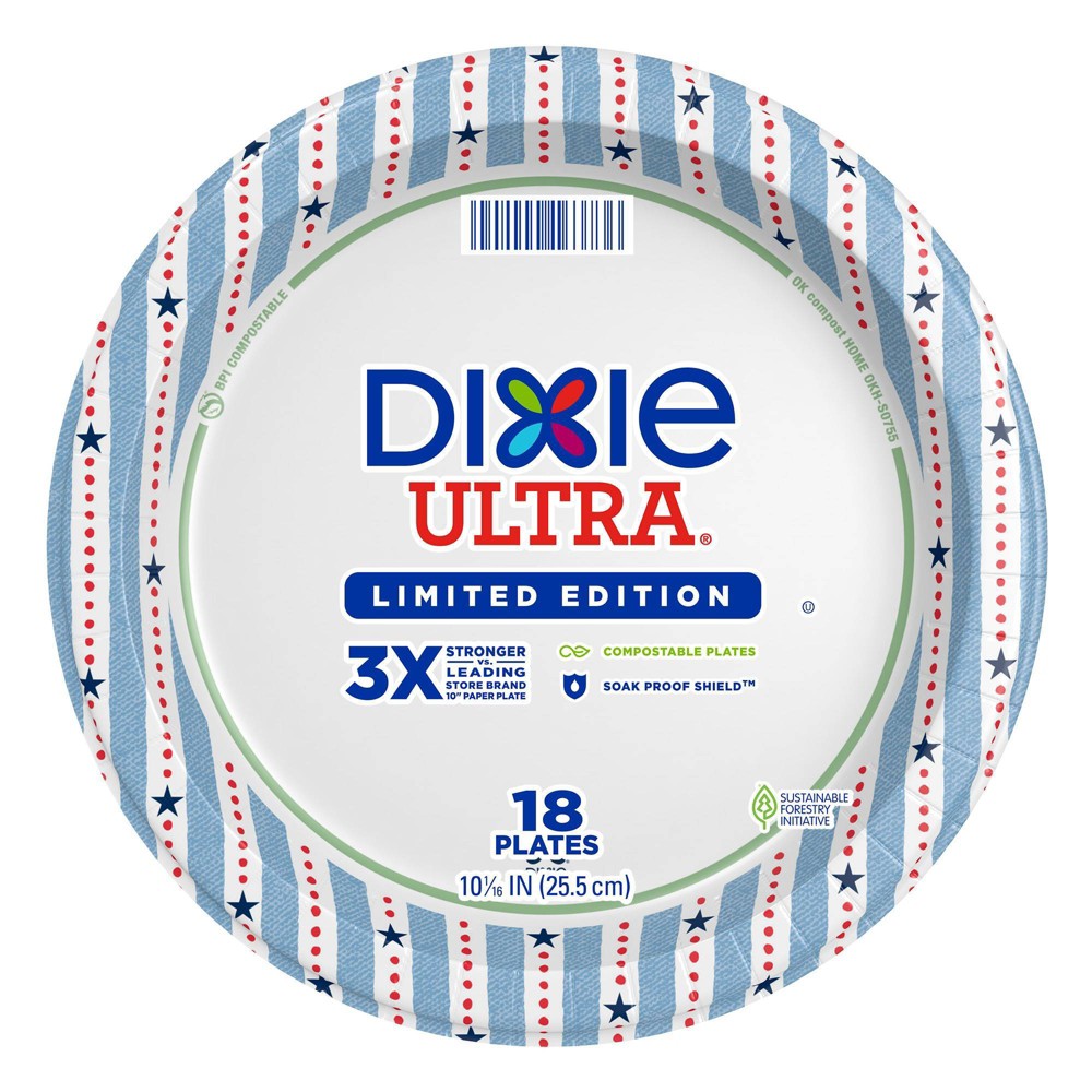 Photos - Other tableware Dixie Ultra Plates 10" - Americana - 18ct 