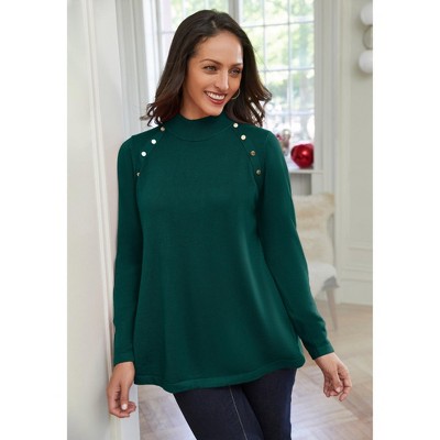 Jessica London Gold Button Mockneck Sweater