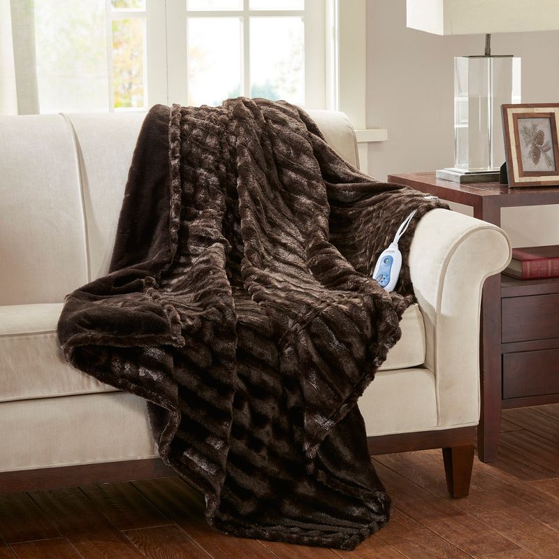 Duke Faux Fur Electric Heated Throw Blanket - Beautyrest, 3 of 8