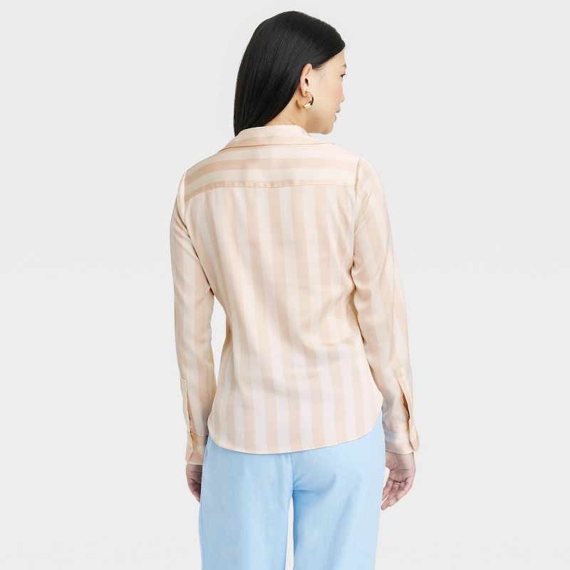 Women's Slim Fit Long Sleeve Satin Button-Down Shirt - A New Day™, 3 of 7