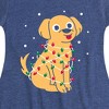 Girls' - Instant Message - Dog Wrapped In Christmas Lights Fit & Flair Cap Sleeve Graphic Dress - 2 of 4