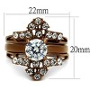 Slickblue Women’s Wedding Style Ring Set, Coffee Tone Stainless Steel with Round Center Stone, Stackable Bands, 5–10 - 2 of 4