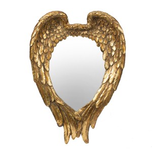 GlasFlength Decorative Wall Mirrors Golden Wing Accent Mirror Wall Mirror Antique Classic Mirror for Living Room, Gold, 22.4"*3.4"*15.8" - 1 of 4