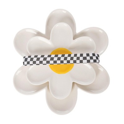 Totalee Gift Daisy Platters Set of 2 Ceramic White