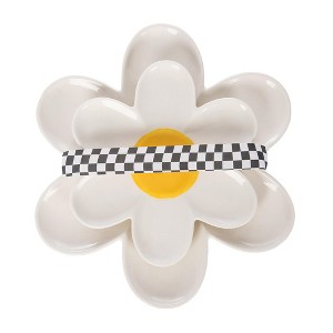 Totalee Gift Daisy Platters Set of 2 Ceramic White - 1 of 3