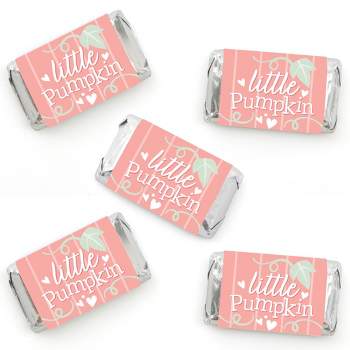 Big Dot of Happiness Girl Little Pumpkin - Mini Candy Bar Wrapper Stickers - Fall Birthday Party or Baby Shower Small Favors - 40 Count