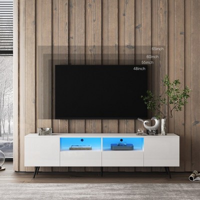 16 Colors LED TV Stand With Remote Control Cable Management Media TV Console Entertainment Center