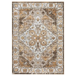 TROPOW Vintage Low Pile Lightweight Stain Resistant Carpet for Kitchen Bedroom Non-Slip Soft Thin Floor Mat - 1 of 4