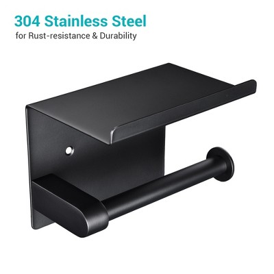Matte Black Stainless Steel Wall Mounted Toilet Paper Holder with Shelf