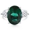 Pompeii3 16x12mm Emerald & 1Ct Pear Shape Diamond Ring 14k Gold Lab Created - 3 of 4