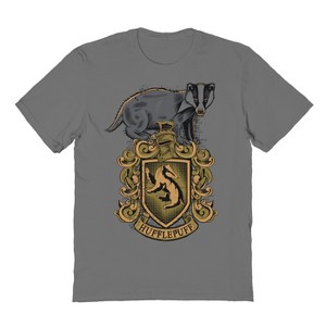 Harry Potter Men's Hufflepuff Mascot Emblem Short Sleeve Graphic Cotton T-Shirt - 1 of 3