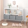 GustoWave Kids Bookcase with Collapsible Fabric Drawers, Children's Book Display, Toy Storage Cabinet Organizer (White+Gray) - 4 of 4