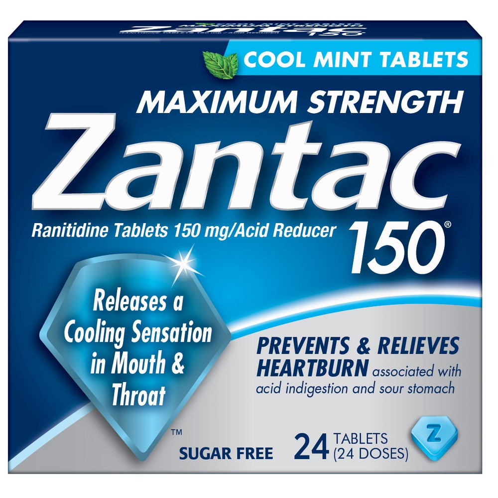 UPC 681421032025 product image for Zantac 150 Maximum Strength Acid Reducer Cool Mint Tablets - 24 Count | upcitemdb.com