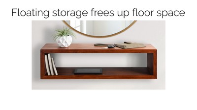 Holt Modern Walnut Brown Steel & Wood Floating Cube Shelf