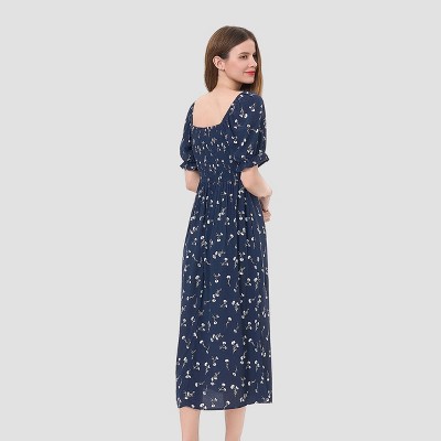 Women Puff Short Sleeve Midi Fit & Flare Dress – A New